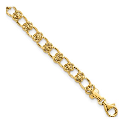 14K Yellow Gold 5mm Fancy Knot Link Chain Bracelet