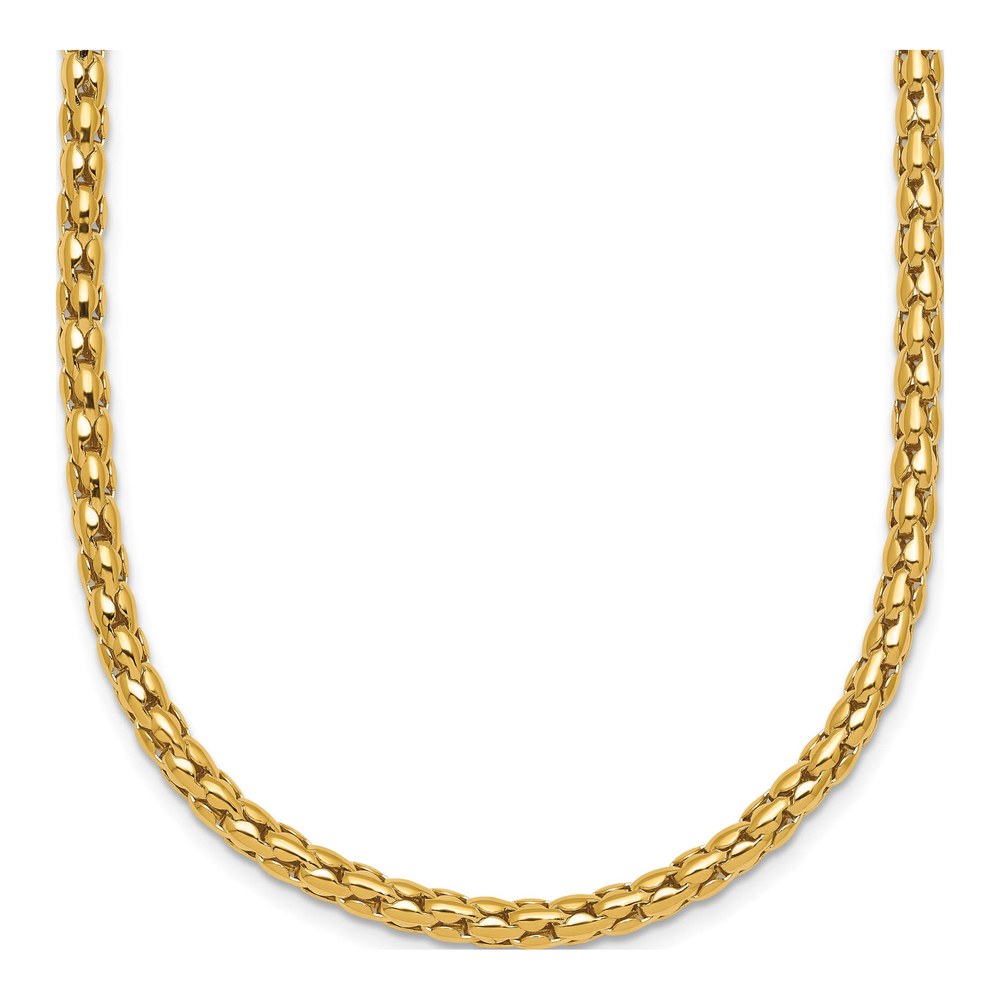 14K Polished 3.5mm Fancy Link 18 Inch Necklace with Lobster Clasp