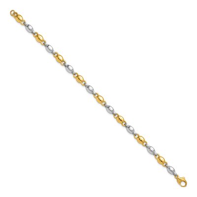 14K Two-Tone Gold 5.2mm Round Fancy Link Chain Bracelet – view 3