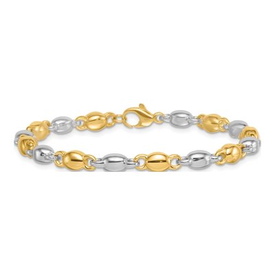 14K Two-Tone Gold 5.2mm Round Fancy Link Chain Bracelet – view 4