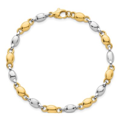 14K Two-Tone Gold 5.2mm Round Fancy Link Chain Bracelet – view 5