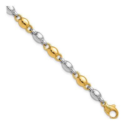 14K Two-Tone Gold 5.2mm Round Fancy Link Chain Bracelet