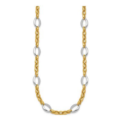 14K Two-Tone Gold Oval Cable Link Necklace – view 3