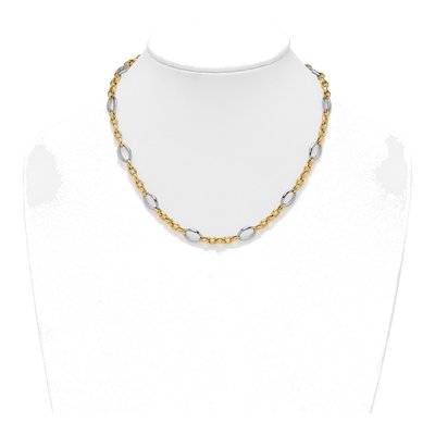 14K Two-Tone Gold Oval Cable Link Necklace – view 4