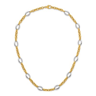 14K Two-Tone Gold Oval Cable Link Necklace – view 5