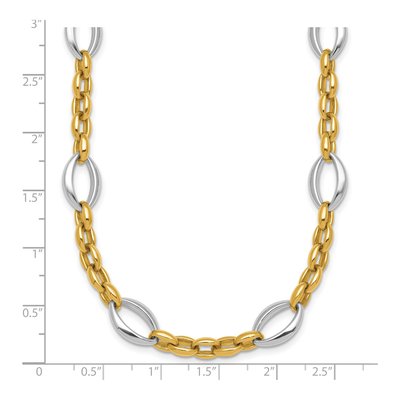 14K Two-Tone Gold Oval Cable Link Necklace – view 6