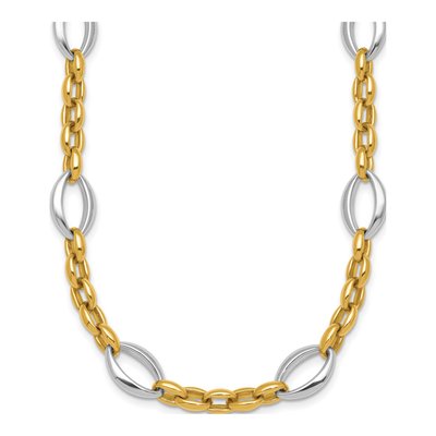 14K Two-Tone Gold Oval Cable Link Necklace