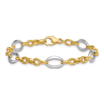 14K Two-Tone Gold 8.6mm Oval Cable Link Chain Bracelet – view 4