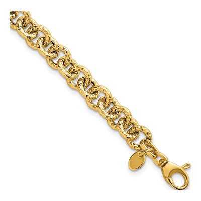 14K Yellow Gold 7.35mm Cable Link Chain Bracelet