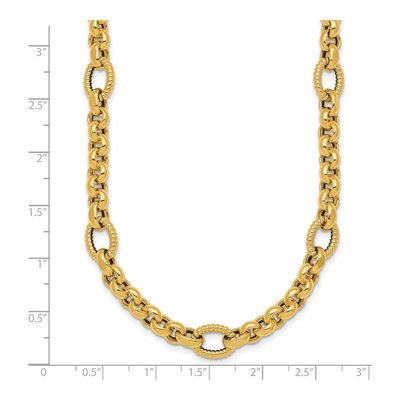 14K Yellow Gold Textured Rolo Oval Fancy Necklace – view 6