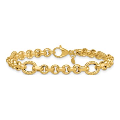 14K Yellow Gold 8.4mm Rolo Oval Link Chain Bracelet – view 4