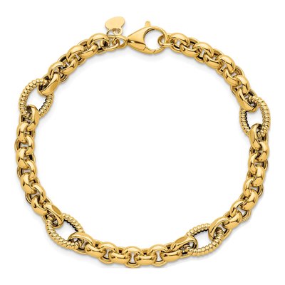 14K Yellow Gold 8.4mm Rolo Oval Link Chain Bracelet – view 5