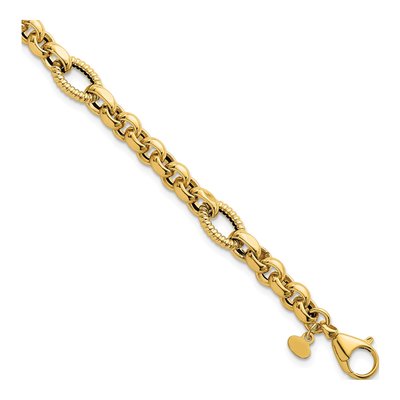 14K Yellow Gold 8.4mm Rolo Oval Link Chain Bracelet