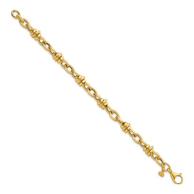14K Yellow Gold 8.3mm Round Oval Fancy Link Chain Bracelet – view 3