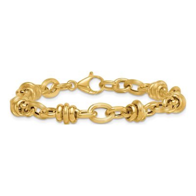 14K Yellow Gold 8.3mm Round Oval Fancy Link Chain Bracelet – view 4