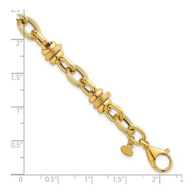 14K Yellow Gold 8.3mm Round Oval Fancy Link Chain Bracelet – view 6