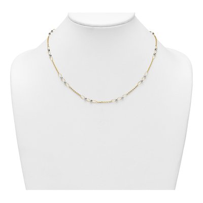 14K Two-Tone Gold 18-Inch Fancy Link Necklace – view 4
