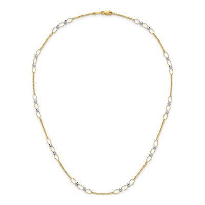 14K Two-Tone Gold 18-Inch Fancy Link Necklace – view 5
