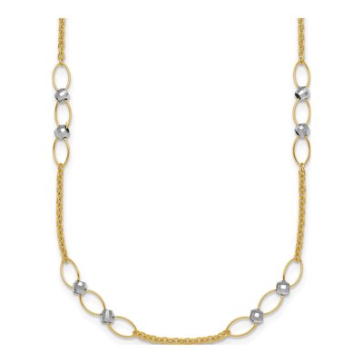 14K Two-Tone Gold 18-Inch Fancy Link Necklace