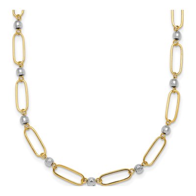 14K Two-Tone Gold Paperclip Necklace