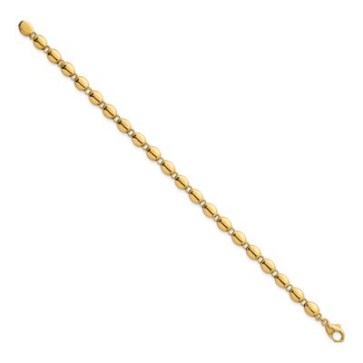14K Yellow Gold 5.25mm Beaded 7.5-Inch Round Link Chain Bracelet – view 3