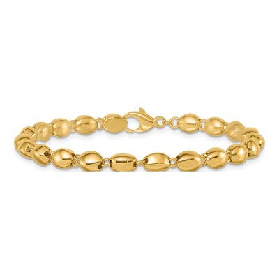 14K Yellow Gold 5.25mm Beaded 7.5-Inch Round Link Chain Bracelet – view 4