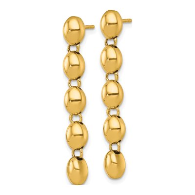 14K Yellow Gold Oval Beaded Dangle Earrings – view 3