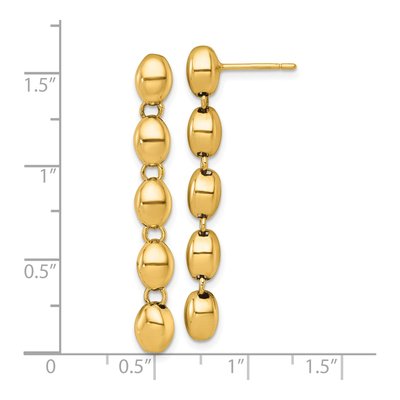 14K Yellow Gold Oval Beaded Dangle Earrings – view 4