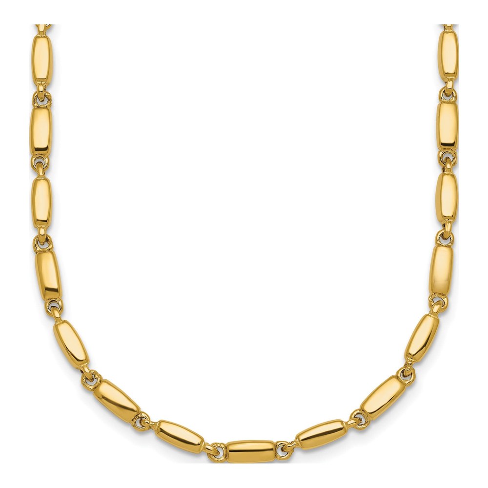 14K Polished 3mm Fancy Bar Link 18 Inch Necklace with Lobster Clasp