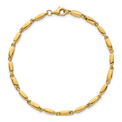 14K Yellow Gold 3mm Beaded Fancy Bar Link Chain Bracelet – view 5