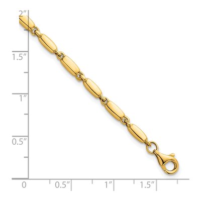 14K Yellow Gold 3mm Beaded Fancy Bar Link Chain Bracelet – view 6