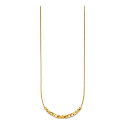 14K Yellow Gold Diamond-Cut Beaded Necklace – view 3