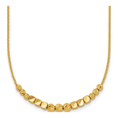 14K Yellow Gold Diamond-Cut Beaded Necklace