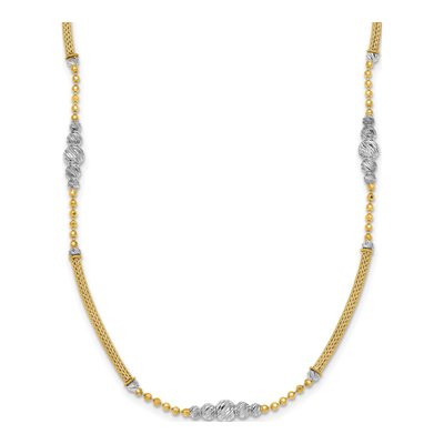 14K Two-Tone Gold Woven Bars Necklace