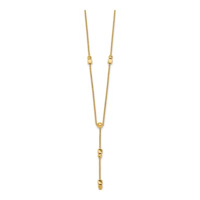 14K Yellow Gold Diamond-Cut Beaded Lariat Necklace – view 3