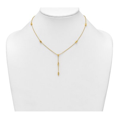 14K Yellow Gold Diamond-Cut Beaded Lariat Necklace – view 4