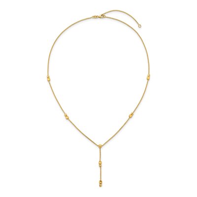 14K Yellow Gold Diamond-Cut Beaded Lariat Necklace – view 5