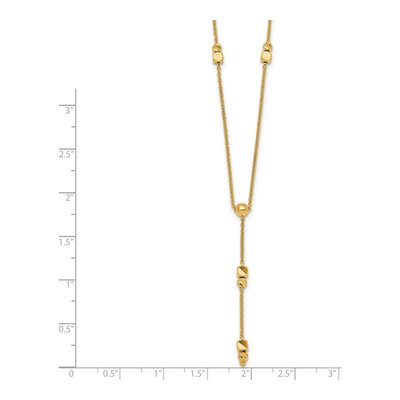 14K Yellow Gold Diamond-Cut Beaded Lariat Necklace – view 6