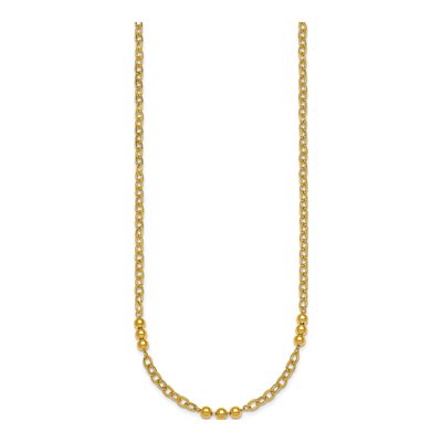 14K Yellow Gold Beaded Cable Link Necklace – view 3