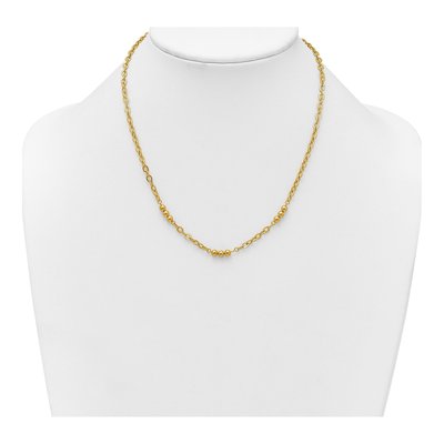 14K Yellow Gold Beaded Cable Link Necklace – view 4