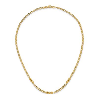 14K Yellow Gold Beaded Cable Link Necklace – view 5