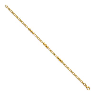 14K Yellow Gold 3.5mm Beaded Cable Link Chain Bracelet – view 3