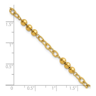 14K Yellow Gold 3.5mm Beaded Cable Link Chain Bracelet – view 6