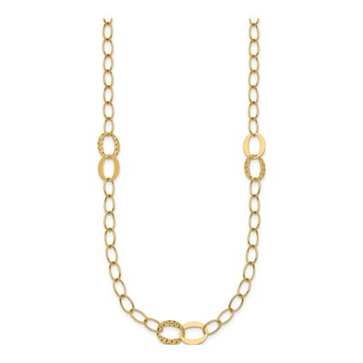 14K Yellow Gold Fancy Oval Link 3-Station Necklace – view 3