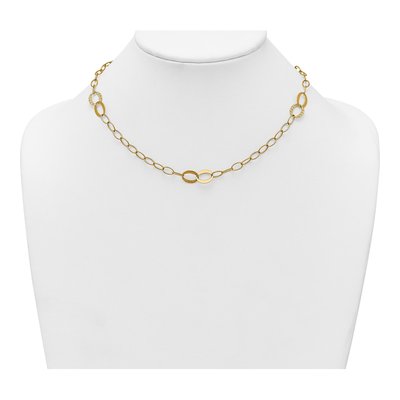 14K Yellow Gold Fancy Oval Link 3-Station Necklace – view 4