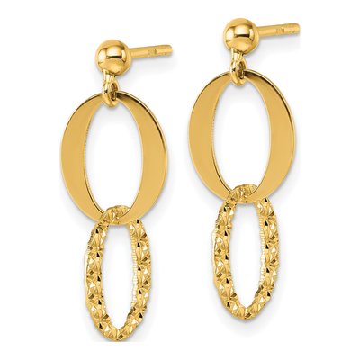 14K Yellow Gold Oval Link Dangle Earrings – view 3