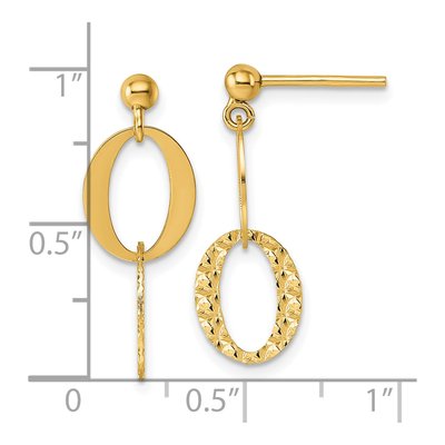 14K Yellow Gold Oval Link Dangle Earrings – view 4