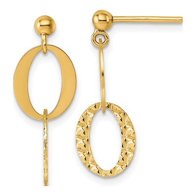 14K Yellow Gold Oval Link Dangle Earrings