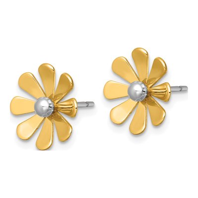 14K Yellow Gold Daisy Stud Earrings – view 3
