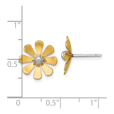 14K Yellow Gold Daisy Stud Earrings – view 4